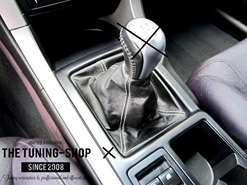 FOR CADILLAC CTS V 2004-2007 SHIFT BOOT BLACK GENUINE LEATHER GREY STITCHING