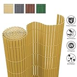 ⭐Hohe Qualität und Stabilität: Hergestellt aus stabilem PVC-Material, langlebig und witterungsbeständig. Wetterfest und bruchsicher, UV- und schimmelresistent. Es wird eine Abdeckleiste für obere Rand mitgeliefert, schutzt die Matte gegen Insekten usw.