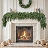 Alupssuc Ghirlanda natalizia realistica da 270 cm (9FT), 100% PE ghirlanda, decorazioni natalizie per camino, scale e mensole al tatto, decorazioni natalizie per interni ed esterni, verde