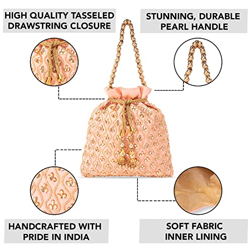 Image of Aheli Potli Purses Gift for Women Handmade Evening Handbag Stylish Bridal Fashion Wristlet