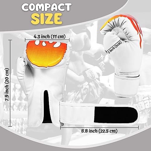 Flexzion Kids Boxing Gloves For 3 To 8 Years, 4 Oz Fire White Boxing Gloves For Children Sparring Youth Boxing Gloves Junior Training Mitts Punching Bag Gloves For Kickboxing, Mma, Muay Thai, Training #TOP5