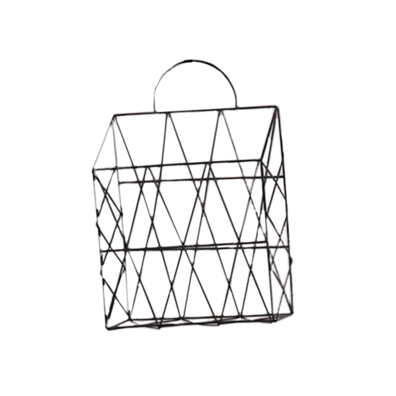 Wakauto 1Pc Wrought Iron Magazine Storage Basket Stylish Desktop Organizer with Hanging Hook Black Design for Home Office Cafe and Shop for Books Newspapers and Letters