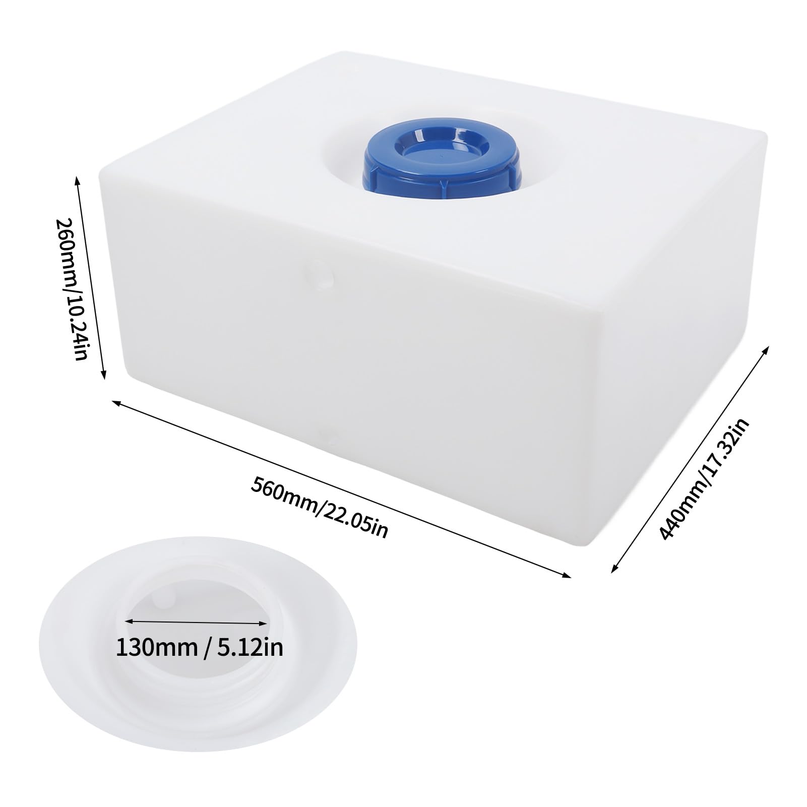 CHICIRIS Wohnmobil-Wassertank, LLDPE-Frischwassertank, 16 Gallonen, 22,05 X 17,32 X 10,24 Zoll, Auslaufsicher, Breite Einfüllöffnung für Wohnmobil-Anhänger, Boot, Yacht