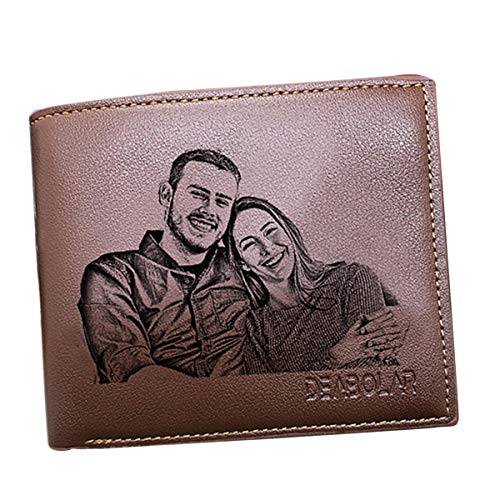Custom Photo Wallets Men's Leather Classic Genuine Leather Trifold Personalized Wallet...