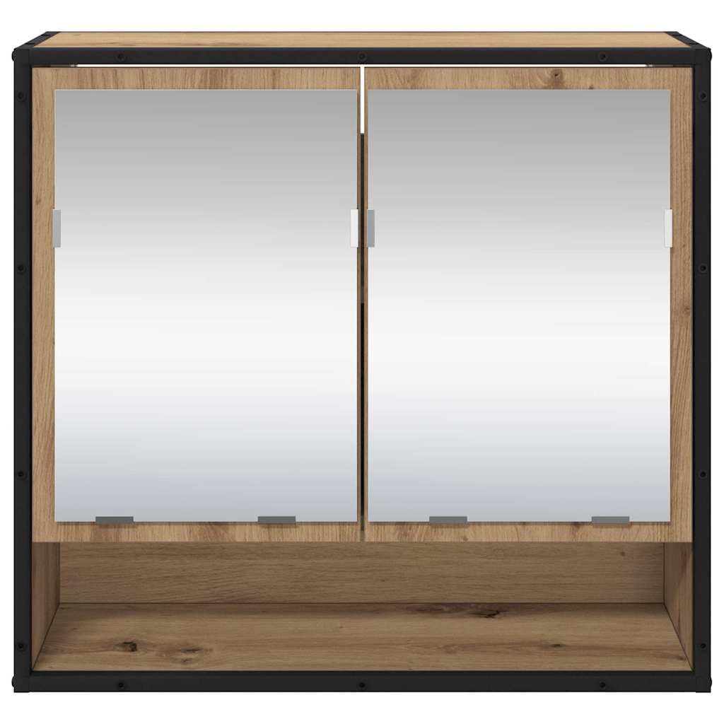 Mensola da parete con specchio e ante in rovere Artisan, 65 x 20