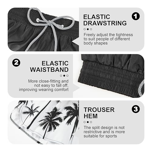 FT FENTENG Mens Swim Trunks with Compression Liner 5" Stretch Board Shorts Quick Dry Zipper Pockets 2 in 1 Mens Bathing Suits2