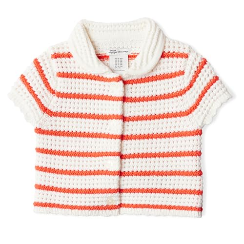 Image of Amazon Essentials x Sofia Grainge Toddlers and Baby Girls' Cotton Short Sleeve Button Front Sweater with Peter Pan Collar