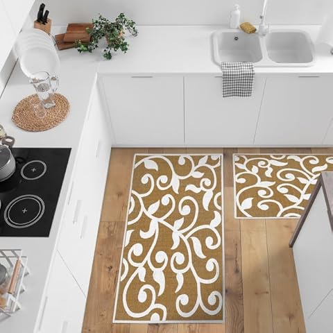 SUSSEXHOME Non Skid Washable Kitchen Runner Rugs Set of 2 - Area Rugs for Kitchen, Laundry Room, Entryway, Bathroom - Multipurpose Set of 24 x 43 and 20 x 31.5 Inches Floor Mats Cover