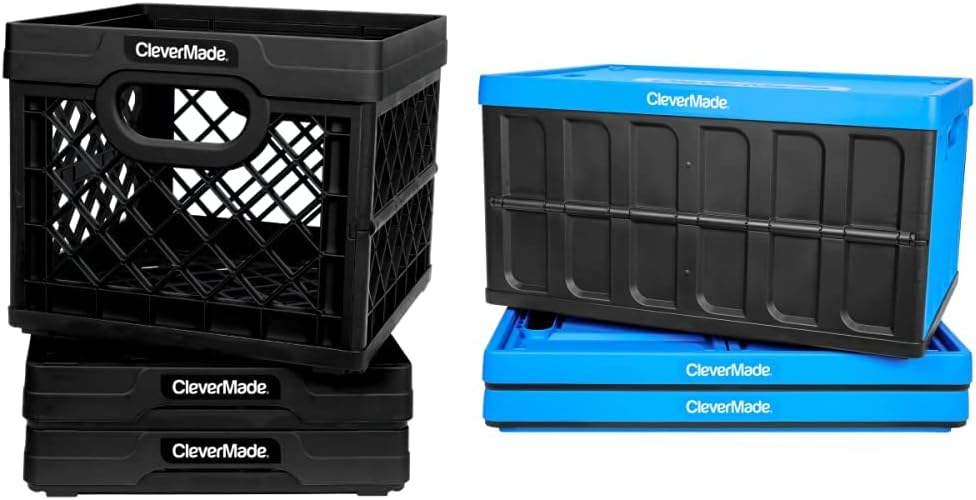CleverMade Collapsible Milk Crates & 46L Collapsible