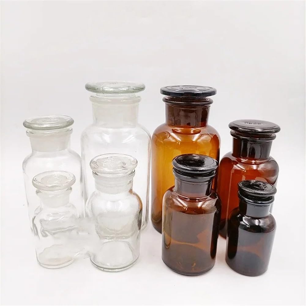 Labor 30ml-1000ml Klar/Braun Glasflaschen Mattierte Mund Versiegelte Fläschchen Mit Skala Experiment Ausrüstung(Brown 1000ml)