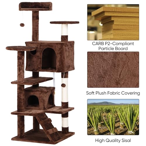 Torre para gatos de interior 54 in con rascador y cama miniatura 3