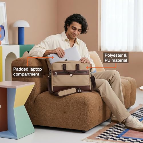 Image of Nasher Miles Briefcase & Messenger Bag | Lightweight PU & Polyester with Adjustable Strap, Fits Laptop | Ideal for Office & Travel | for Men & Women