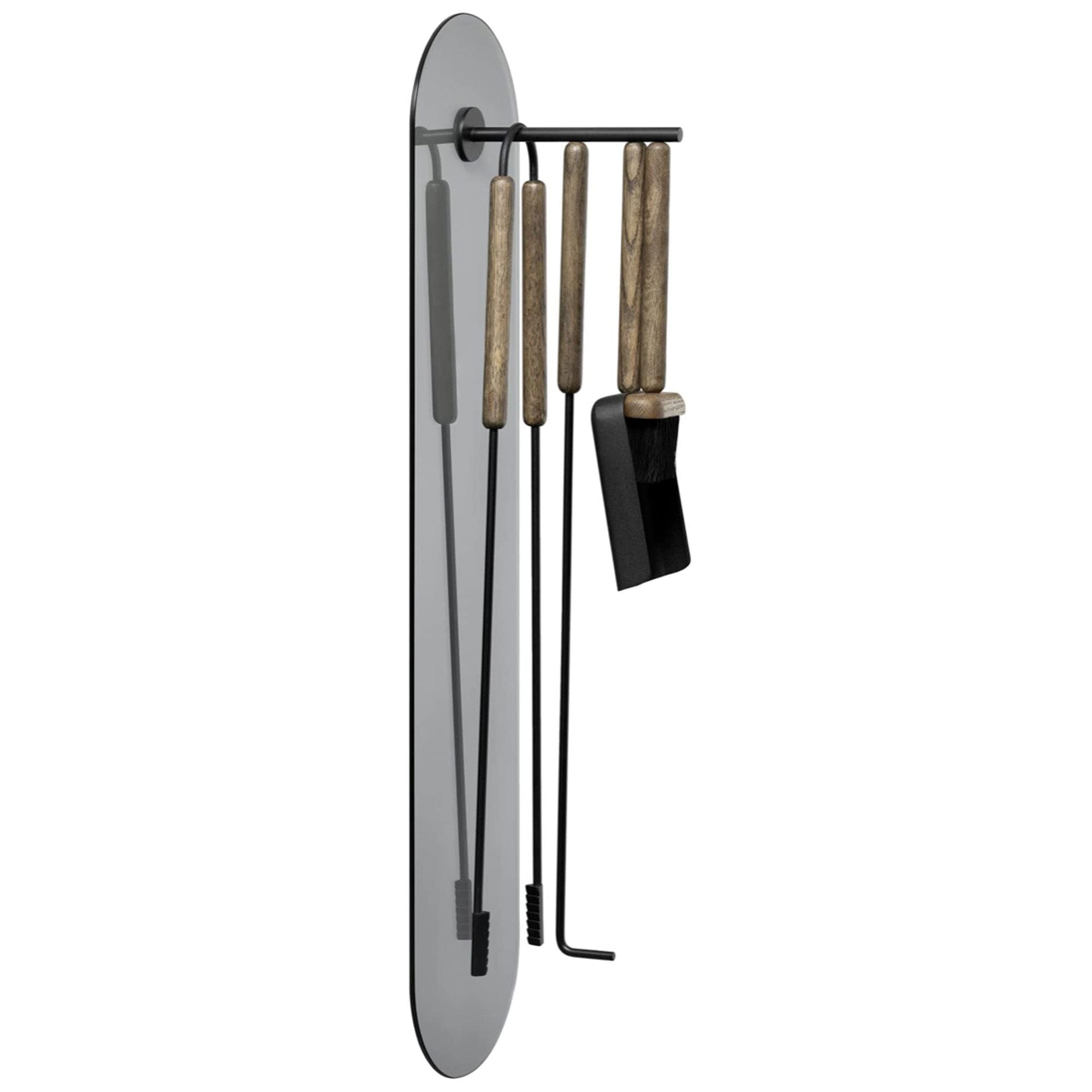 blomus Kaminbesteck -ASHI- 5-teilige Karmingarnitur aus Stahl und Eichenholzgriffen (Black)