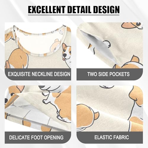 ALAZA Lovely Yellow Dog Animal Pajamas Short Sleeve 2 Piece Sleepwear Top and Bottom Pajama Set Unisex4