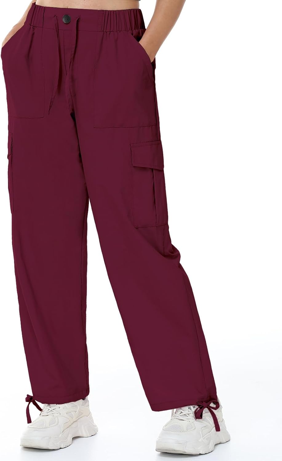 Womens Cargo Joggers Parachute Y2K Pants Lightweight Hiking Travel Scrub Pants Elastic Waist with Drawstring Quick Dry