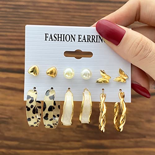 32 Pairs Gold Hoop Earrings Set For Women Girls, Fashion Chain Link Hoop Stud Drop Dangle Earrings Boho Statement Hypoallergenic Earrings For Christmas Jewelry Gift #TOP2