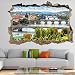 Naklejki ścienne 3D -- widok na miasto mosty rzeki -- sztuka ścienna dekoracyjne usuwalne winylowe naklejki ścienne do salonu, sypialni mural 80 x 125 cm