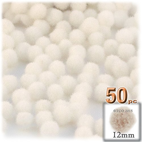The Crafts Outlet 50-Piece Multi Purpose Pom Poms, Acrylic, 12Mm/About 0.5-Inch, Round, White #TOP2