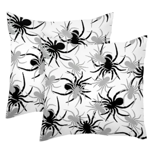 Housse de coussin en velours doux noir et gris haut de gamme 50x50cm - 2