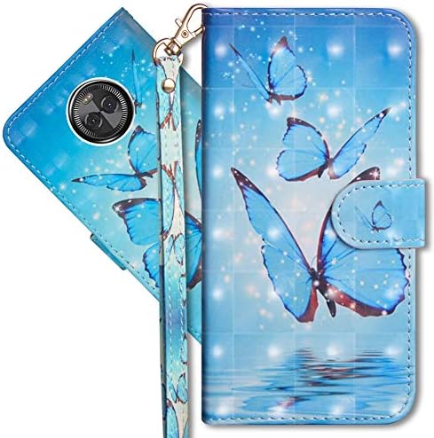 COTDINFORCA Moto E5 Play Wallet Case, Moto E5 Cruise Premium PU Leather Case, 3D Creative Painted Effect Design Full-Body Protective Cover for Motorola Moto E5 Play. PU- Butterfly Spring