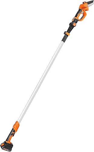 Miniatura 10 de VEVOR Sierra de poste inalámbrica 2 en 1 y mini motosierra, motosierra de poste de batería de 20 V 4 Ah, capacidad de corte de 5 pulgadas, sierra de
