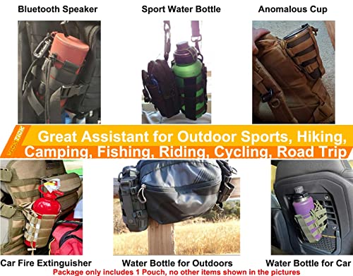 Wicktick Molle Water Fuel Bottle Holder, Adjustable Tactical Pouch Fits Up To 1800Ml / 64Oz Bottles, For Outdoor Sports Camping Hiking Riding, Mounts To Molle System/Belt/Carabiner/Hook (Black) #TOP5
