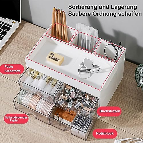 Bymivofen-Organizer-Scrivania-Storage-Office-Organizer-Organizzatore-Multifunzionale-di-Stoccaggio-Trucco-Scuola-Home-Office-per-Bambini-Bianco
