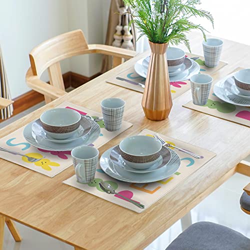 Happy Easter Peeps Placemats Set Of 4 Seasonal Spring Decor Color Bunny Linen Washable Kitchen Dining Table Mats Stain Heat-Resistant Desktop Decor Place Mats For Home Party Indoor 12X18 In #TOP6