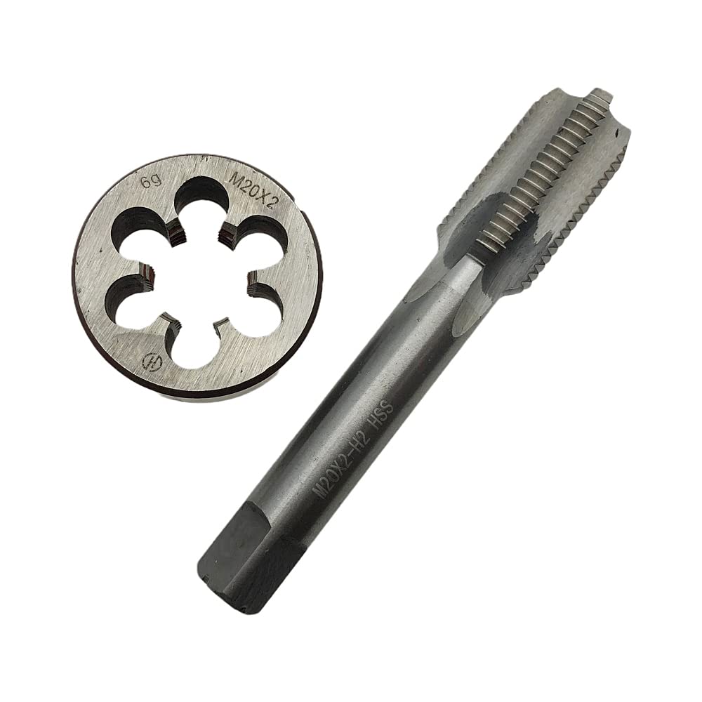 Juego de machos y terrajas métricos M20X2, mano derecha, machos y terrajas M20 x 2, herramienta de roscado a máquina de estrías rectas, machos y terrajas de rosca M20X2, mano derecha, machos y terra