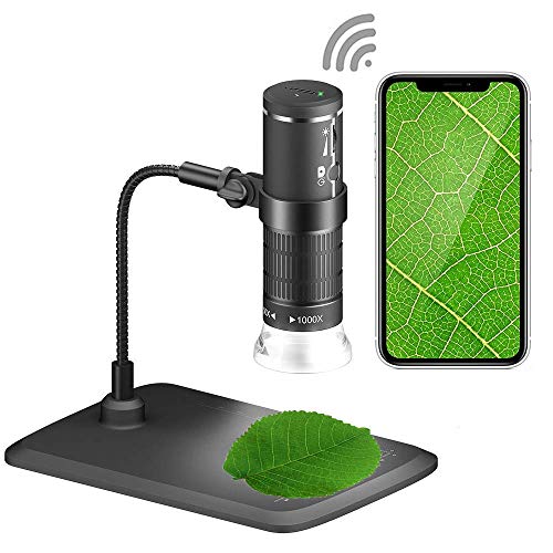 Cámara de Microscopio WiFi USB,Microscopía de Aumento USB Microscopio Digital WiFi 1080P 50X a 1000X Microscopio de Aumento USB 8 LED Mini Zoom Microscopio con Soporte para Teléfonos de PC