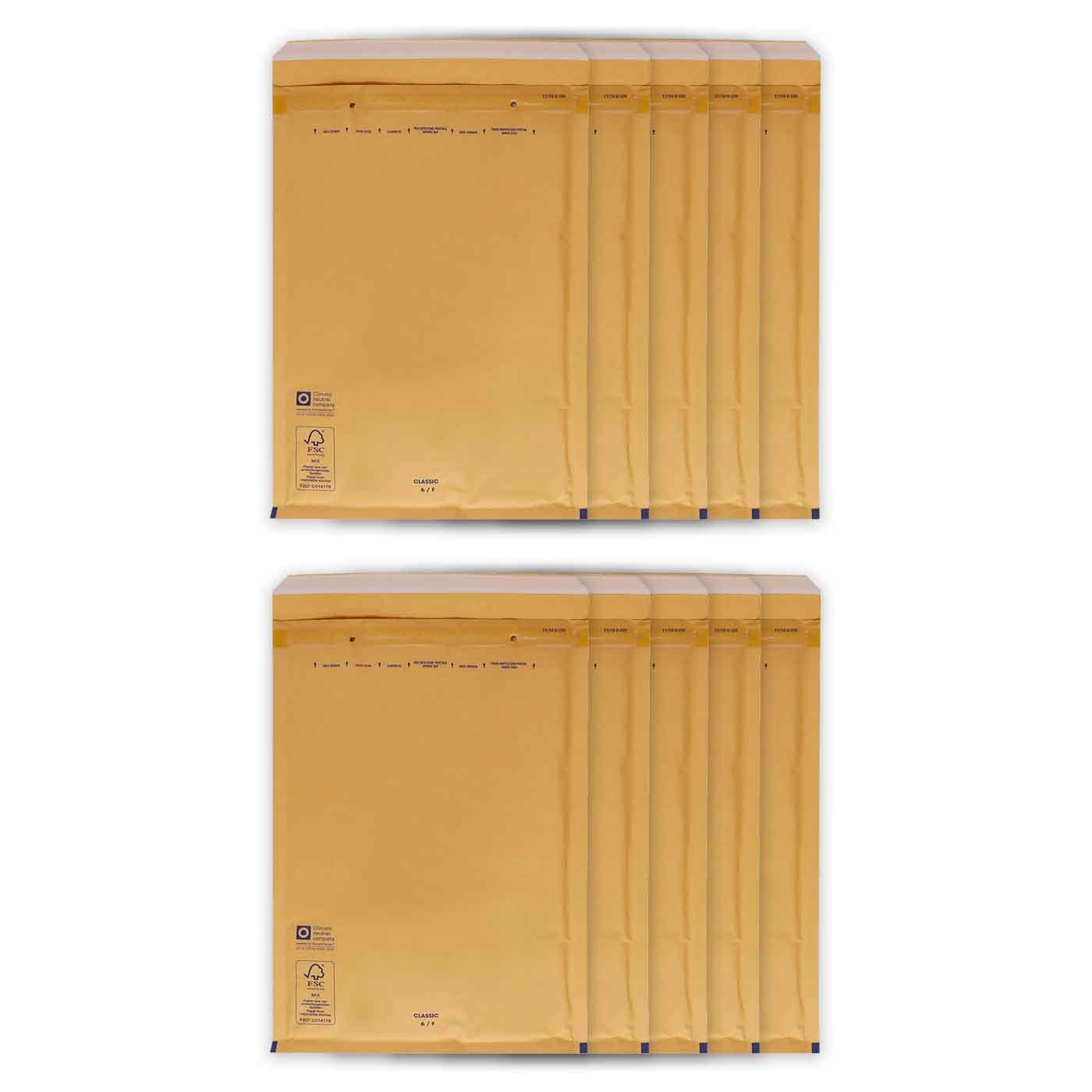 Tradineur - Pack de 10 sobres acolchados de burbujas - N.º 20 - Fabricados en papel - Ideal para sus envíos con total seguridad - 47 x 37 cm - Color Marrón