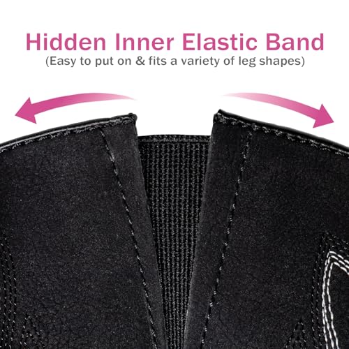 Image of SheSole Extra Wide Calf Boots for Women - Classic Stitch Cowboy Boots with Hidden Stretch Panel & Removable Cushion - Comfortable Wider Shaft Western Boots for Fuller Figures