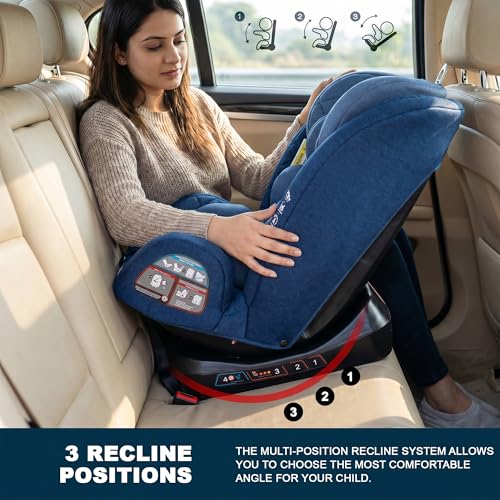 Image of Baybee Convertible Infant Car Seat for Baby 0 to 12 Years with 3 Position Recline, Headrest Height Adjustable | ECE R44 /04 Safety Certified | Travel Baby Car Seat for Toddlers Kids (Blue)