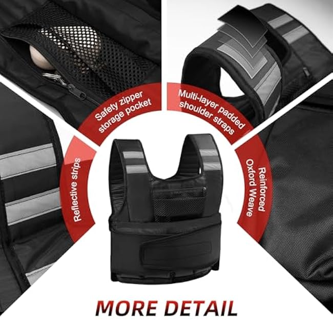 Adjustable Weighted Vest for Women and Men, 1-11 lbs/2-22 lbs/2-32 lbs Weighted Vest for Running, Walking, Strength Training with Reflective Strip & Storage Bag