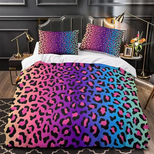 Housse de couette microfibre léopard 135x200 parure lit 3D doux - 2