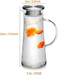 GuDoQi 1.4L Carafe d'eau, Borosilicate de verre Pitcher avec lis, Iced Tea Patcher, boisson froide chaude Café Boissons Carafe