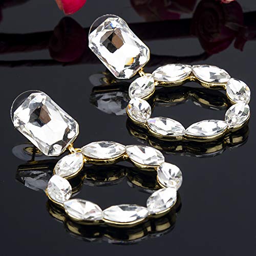 Geometrical Crystal Plated Dangler Earrings For Women