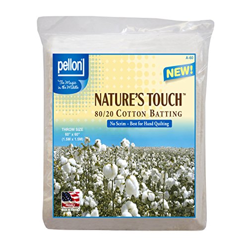 Pellon 80/20 Cotton/Poly No Scrim 60in x60in Batting, Natural