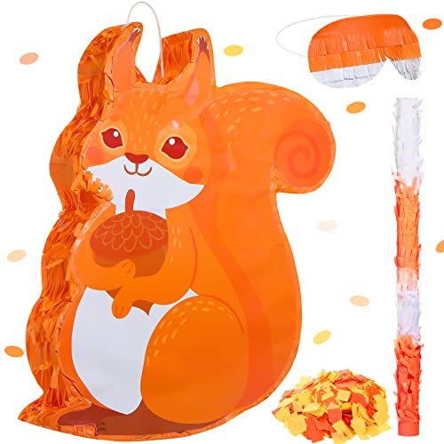 Pinata Bundle With A Blindfold And Bat (16 X 12 X 3 Inches), Cute Animal Pinata For Girls Boys Kids Birthday Party Toys Decoration For Animal Theme Birthday Party Game Supplies Photo Prop (Squirrel) #TOP28