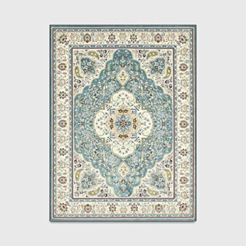 Tapis de sol rond géométrique bleu clair 140x200cm rétro et durable - 4