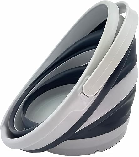 Miniatura 49 de SAMMART Cubo de plástico plegable de 10 L (2.6 galones), bañera redonda plegable, cubo de agua portátil para pesca, bote de agua para exteriores