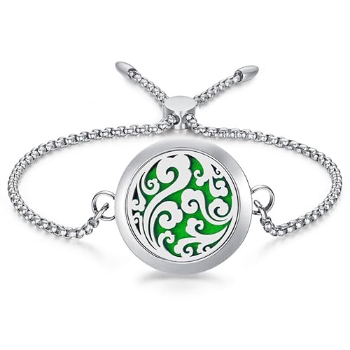 Pulsera difusora de aceite esencial de 1.181 in, cadena de medallón de cadena de nubes de la suerte, pulsera de acero inoxidable, pulsera ajustable,
