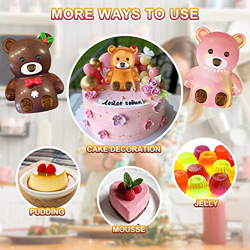 Ostereier Hasen Silikon Formen für Schokolade, 2 Stück 3D Osterei Hase Form für Gummy Schokolade Süßigkeiten Badebombe Kuchenform Osterdeko (Bear)