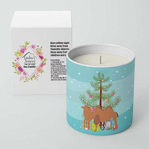 Miniatura 2 de Caroline's Treasures BB9185CDL Vela de soja decorativa de Navidad de camello bactriano de 10 onzas, aceite esencial de cera de soja verde azulado,