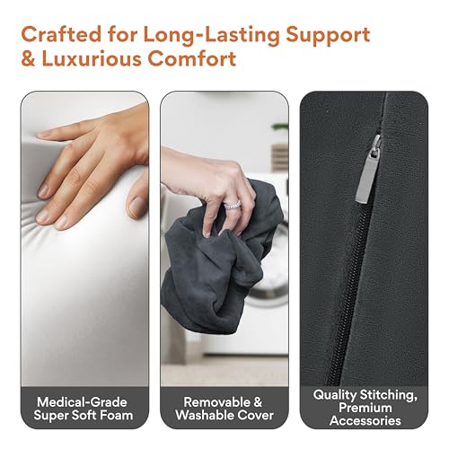 Image of FOVERA Leg Elevator Pillow | Leg Elevation Pillow for Leg, Hip & Knee Pain Relief, for Leg Surgery, Varicose Veins, Fracture, Swelling, Phlebitis, Surgical Recovery (24 x 18 x 6 Inch, Dark Grey)
