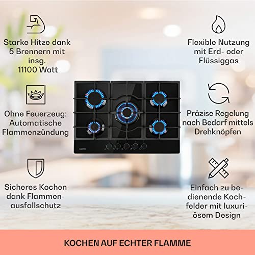 Gaskochfeld 75 cm mit 5 Flammen von Klarstein für verschiedene Anwendungen