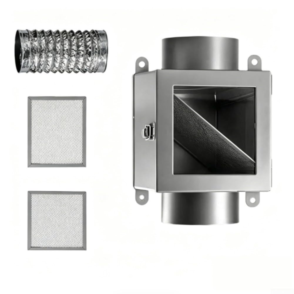 für fussel fänger Metall 95mm Rohr Anschluss Lüftung für fussel(Silver Gray)