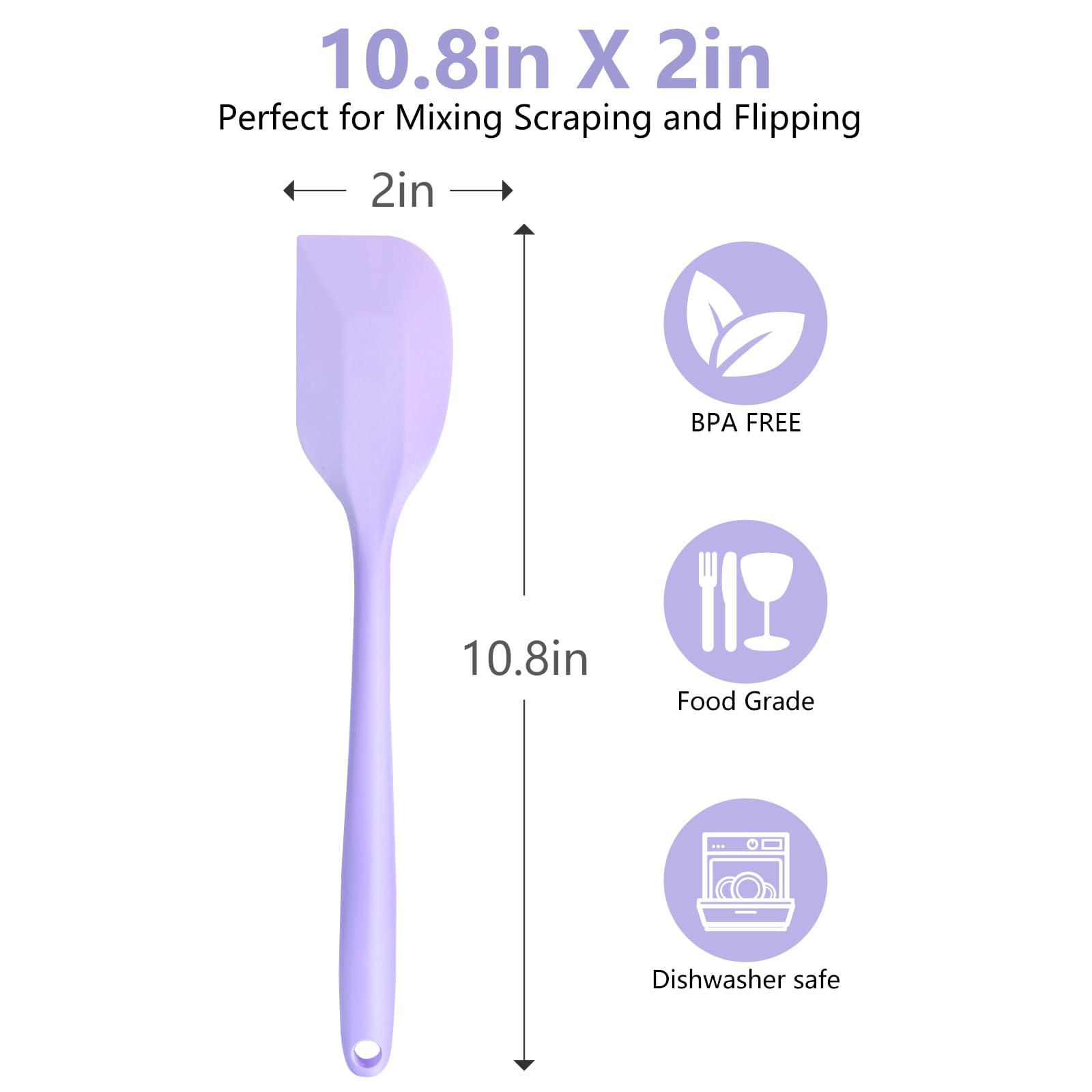 Spatola in gomma viola per uso cucina, spatole in silicone da 27 cm, per cucinare resistenti al calore, piccola spatola da cucina flessibile per pentole antiaderenti da cucina, senza cuciture e