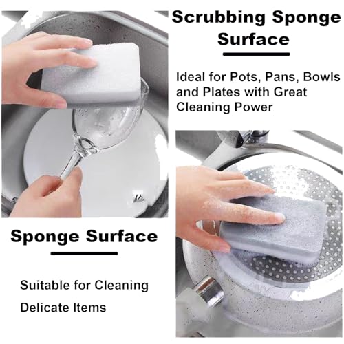 Image of 【10PCS】 Double-Sided Duty Scrub Sponge with Scrubbing Pad - Kitchen Dishwashing Essential for Sink, Pots, & Frying Pans - Cellulose Scrubber Sponge, Non-Scratch & Durable