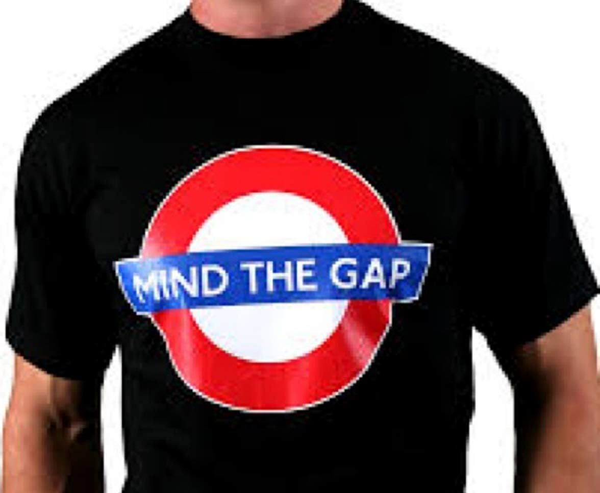 Mind The Gap Roundel Printed T-Shirt, Black, Transport for London Souvenir Tees